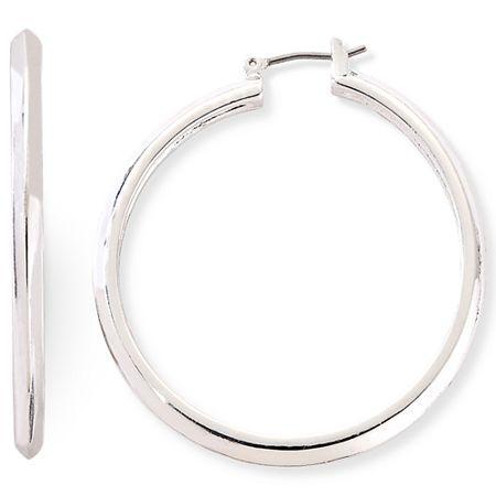 Liz Claiborne Large Silver-tone Hoop Earrings