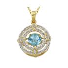 18k Gold Over Silver Genuine Blue Topaz And Lab-created White Sapphire Pendant Necklace