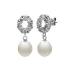 Cultured Freshwater Pearl And Cubic Zirconia Drop Earrings