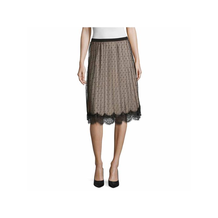 Worthington Lace Trim Pleated Skirt
