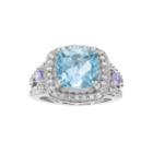 Genuine Tanzanite, Blue And White Topaz Sterling Silver Ring