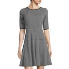 Danny & Nicole Elbow-sleeve Bubble Dot Fit-and-flare Dress