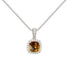 Womens Genuine Yellow Citrine Sterling Silver Round Pendant Necklace