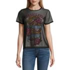 Mesh Layered Unavailable Dragon Graphic T-shirt- Juniors