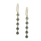 Simulated Blue Aquamarine 14k Gold Over Silver Round Drop Earrings