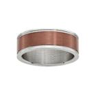 Personalized Mens 8mm Brown Ion-plated Stainless Steel Wedding Band
