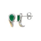 Genuine Emerald And Diamond-accent Swirl Earrings