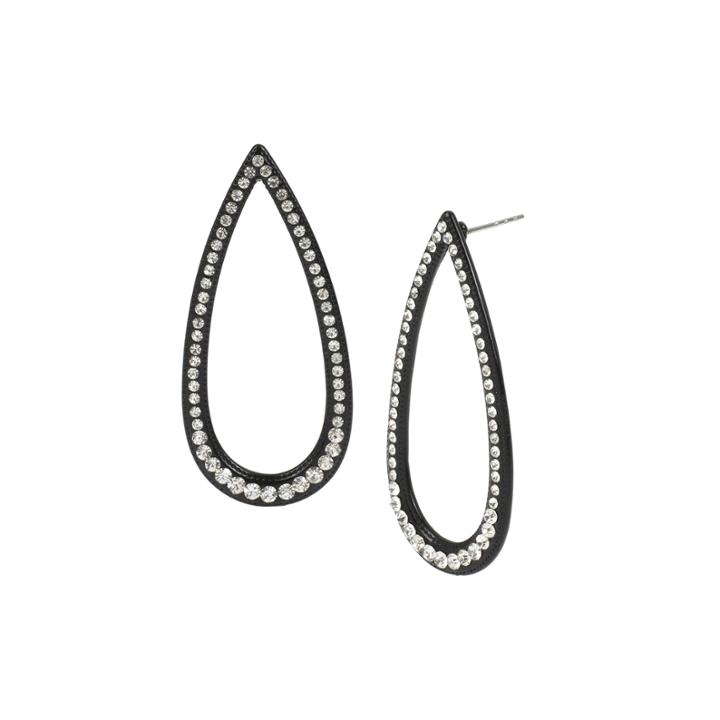 Mixit Crystal Pav Openwork Teardrop Earrings