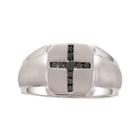 Mens 1/4 Ct. T.w. Color-enhanced Black Diamond Sterling Silver Mens Cross Ring