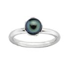 Personally Stackable Cultured Freshwater Black Pearl Sterling Silver Ring