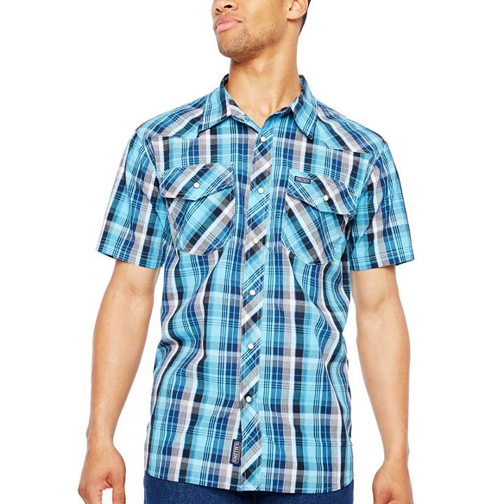 Smith Workwear Short Sleeve Plaid Button-front Shirt