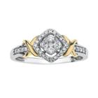 1/4 Ct. T.w. Diamond 10k Two-tone Gold X- Accent Square Promise Ring