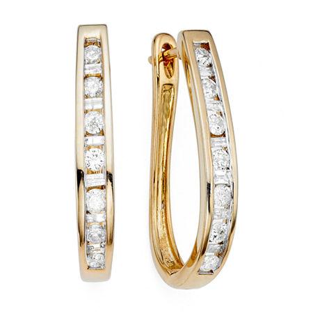 1/2 Ct. T.w. Diamond 10k Yellow Gold Hoop Earrings