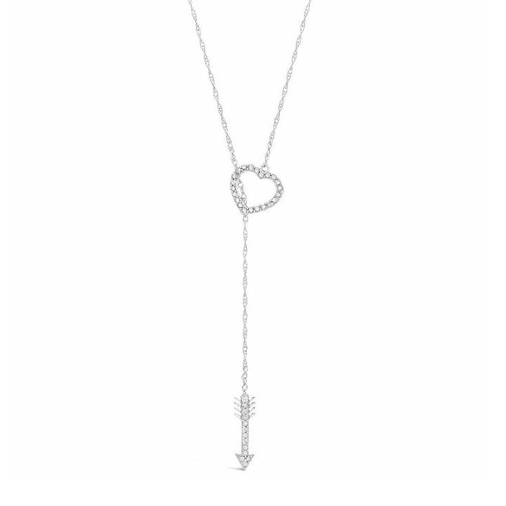 Womens 1/4 Ct. T.w. White Diamond Heart Y Necklace
