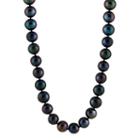 Womens 11mm Black Cultured Freshwater Pearls Strand Necklace