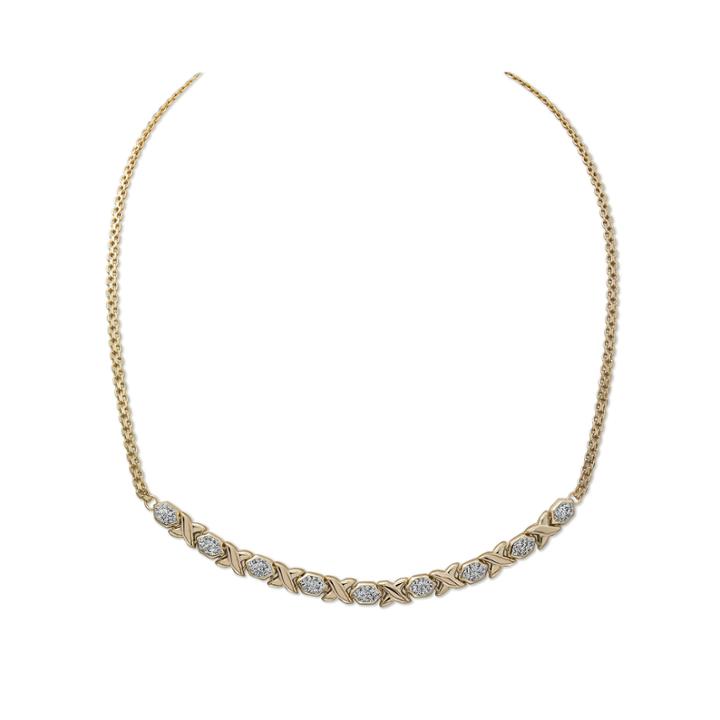 Crystal 14k Gold Over Silver Hugs And Kisses Stampato Necklace