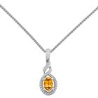 Womens Diamond Accent Genuine Yellow Citrine Sterling Silver Pendant Necklace