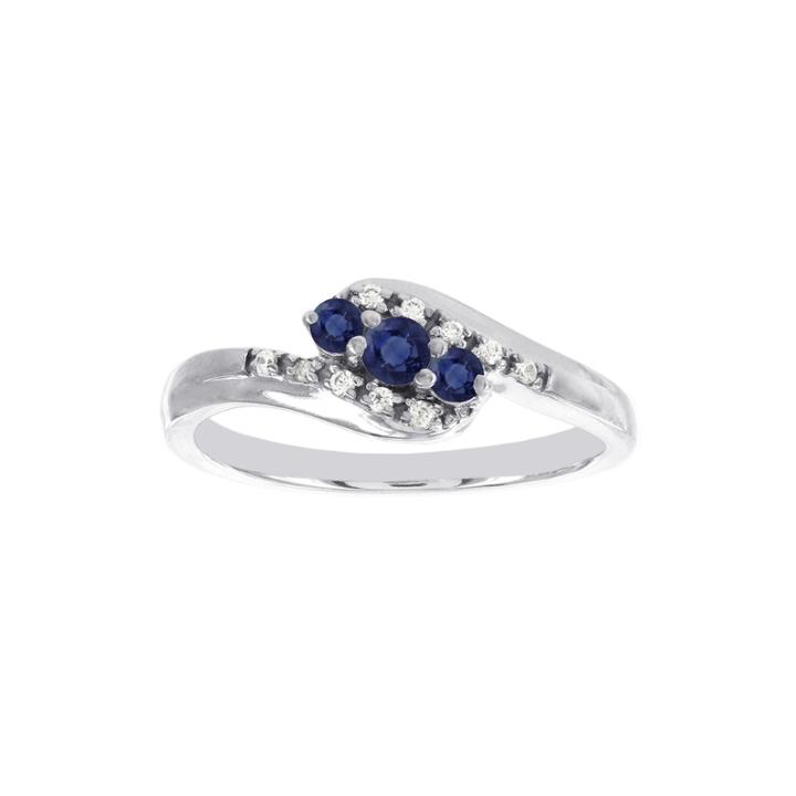 Lumastar Genuine Sapphire And Diamond-accent 10k White Gold Promise Ring