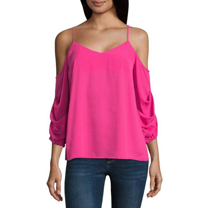 Belle + Sky Cold Shoulder Ruffle Sleeve Top