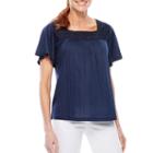 Sag Harbor Denim And Chambray Short Sleeve Square Neck T-shirt