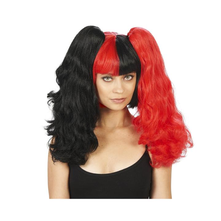 Red And Black 3 Piece Convertible Adult Wig