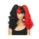 Red And Black 3 Piece Convertible Adult Wig