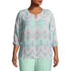 Alfred Dunner Roman Holiday Zig Zag Blouse- Plus