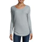 Almost Famous Long Sleeve Round Neck T-shirt-womens Juniors