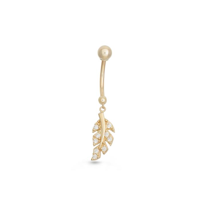 10k Yellow Gold Cubic Zirconia Wing Belly Ring