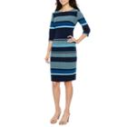 Melrose 3/4 Sleeve Stripe Sheath Dress