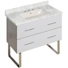 36-in. W Floor Mount White Vanity Set For 3h8-in. Drilling Bianca Carara Top Biscuit Um Sink