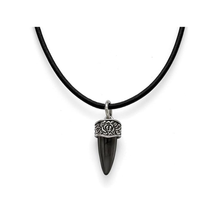 Mens Stainless Steel Antiqued Black Ion-plated Claw Pendant