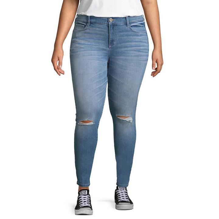 Arizona Skinny Fit Ripped Jeggings-juniors Plus
