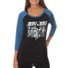 Bon Jovi Juniors' Band Group Pose Drapey 3/4 Sleeve Graphic Baseball T-shirt