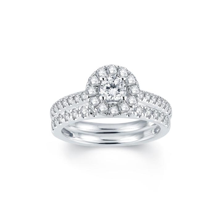 Modern Bride Signature 1 Ct T.w. Diamond Halo14k White Gold Engagement Ring