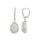 Simulated Opal & Lab-created White Sapphire Sterling Silver Earrings