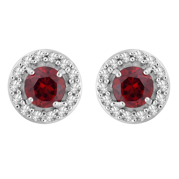 1/7 Ct. T.w. Genuine Red Garnet 10k White Gold 7.1mm Stud Earrings