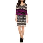 Danny & Nicole 3/4-sleeve Chevron Belted Sweater Dress - Petite