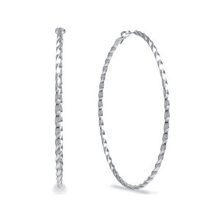 Silver-plated Twisted Ribbon Hoop Earrings