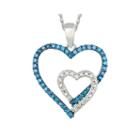 1/2 Ct. T.w. White & Color-enhanced Blue Diamond 10k Gold Heart Pendant Necklace