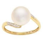 Womens Diamond Accent White Pearl 14k Gold Cocktail Ring