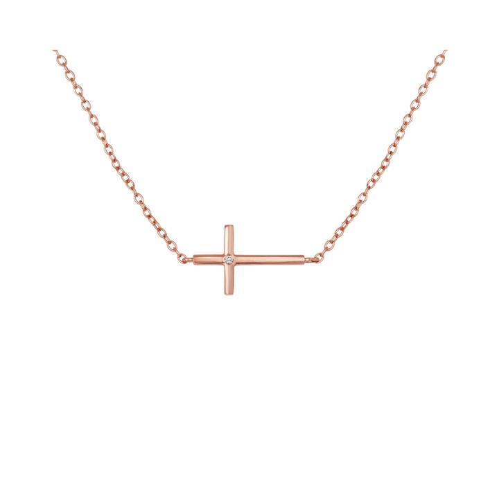Horizontal Cross Diamond-accent Necklace