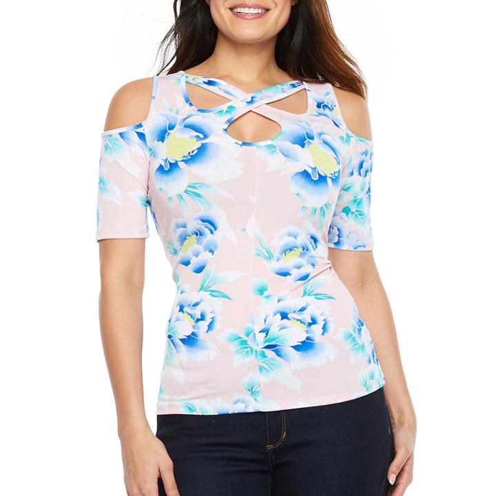 Bold Elements Cut Out Cold Shoulder Top