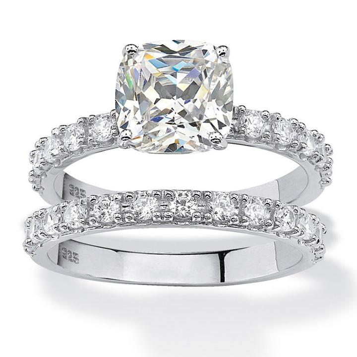 Diamonart Womens 2 1/2 Ct. T.w. Cubic Zirconia White Square Bridal Set