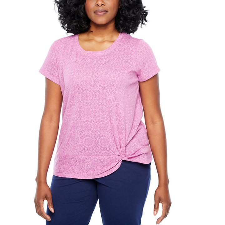St. John's Bay Active Short Sleeve Crew Neck T-shirt-womens Petite