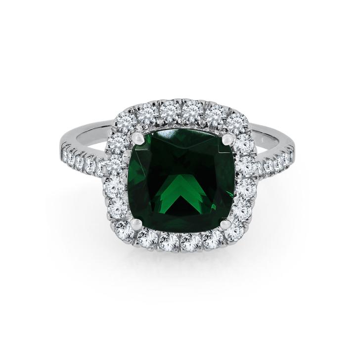 Womens Simulated Emerald Sterling Silver