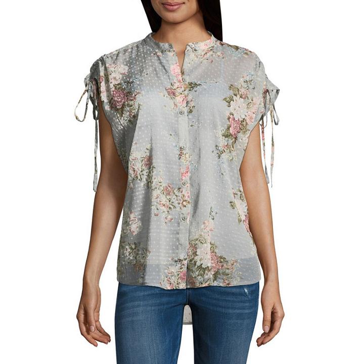 Belle + Sky Short Sleeve Cinched Tie Shoulder Top