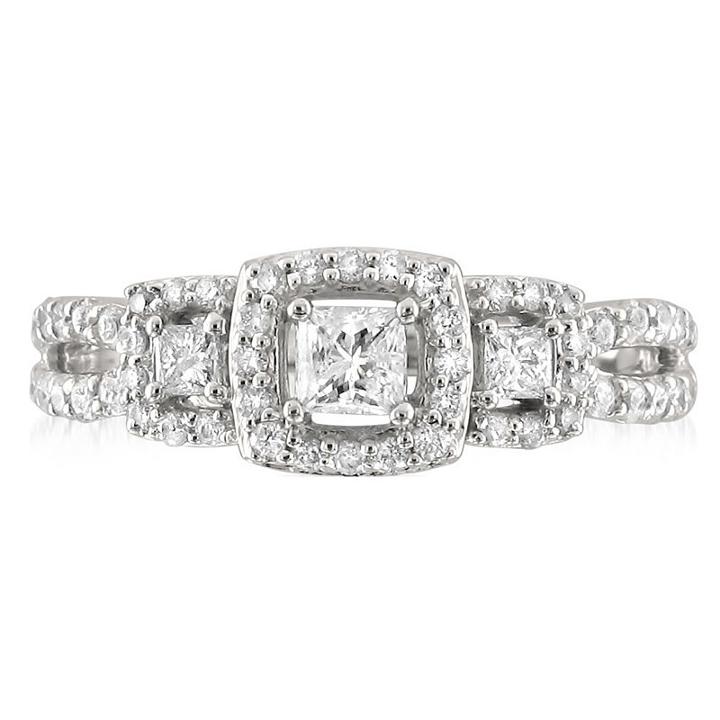 Love Lives Forever Womens 3/4 Ct. T.w. Multi-shape White Diamond 14k Gold 3-stone Ring