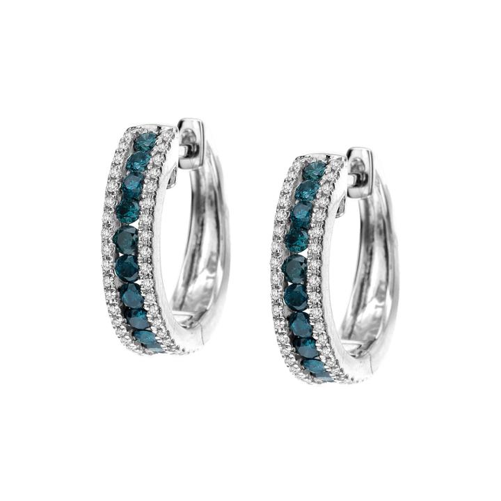 Limited Quantities 1/2 Ct. T.w. White And Color-enhanced Blue Diamond 14k White Gold Earrings