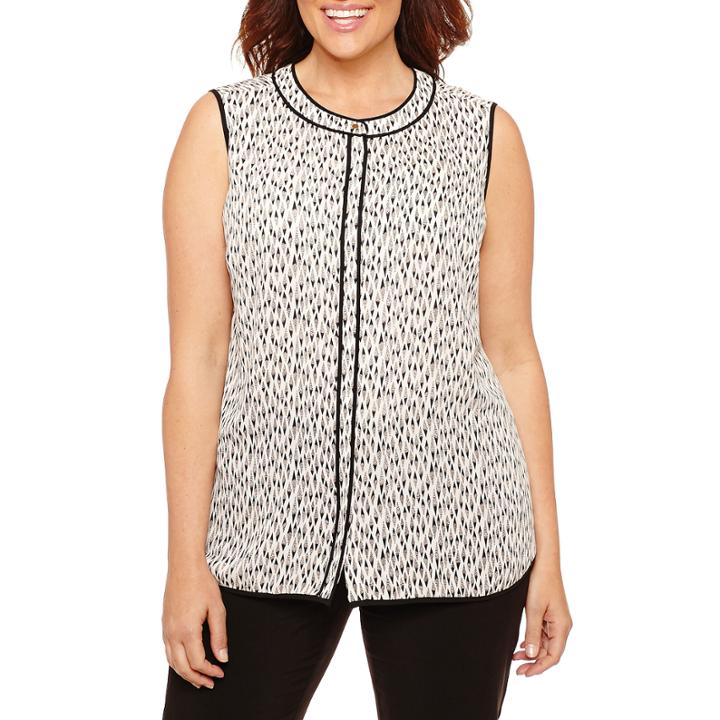 Liz Claiborne Sleevelessround Neck Woven Blouse-plus